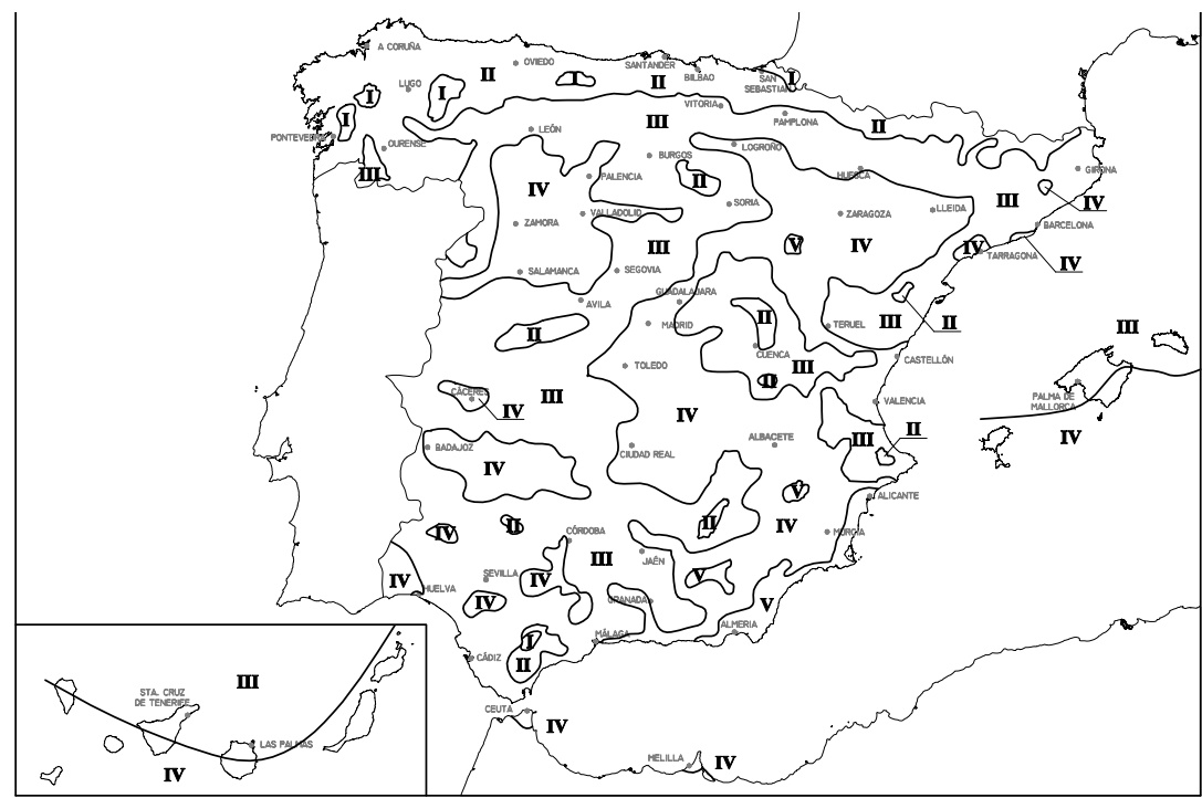 Zonas pluviométricas de promedios en función del índice pluviométrico anual