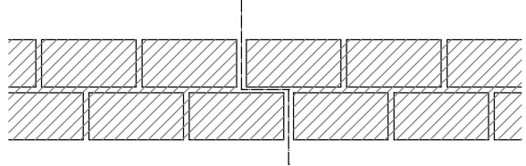 Junta de movimiento con solape. Esquema en planta