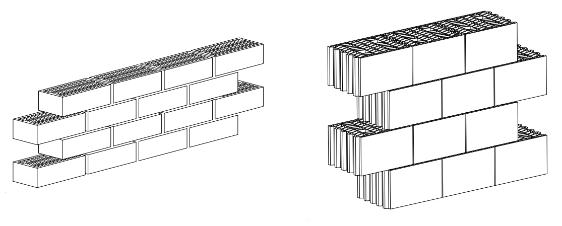 Ejemplos de aparejo con piezas aligeradas y huecas