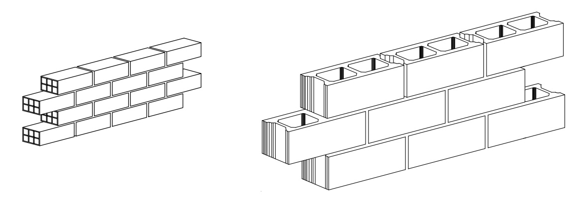 Ejemplos de aparejo con piezas aligeradas