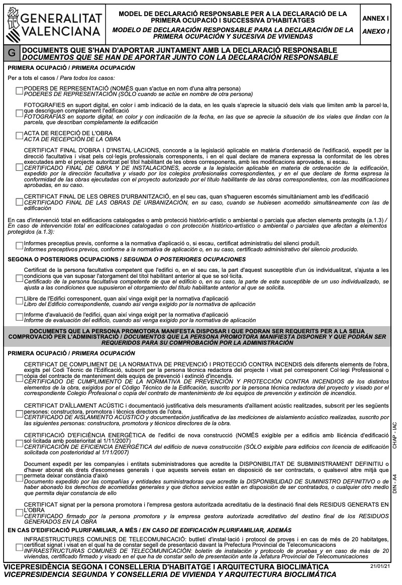 MODELO DE DECLARACIÓN RESPONSABLE PARA LA DECLARACIÓN DE LA PRIMERA OCUPACIÓN Y SUCESIVA DE VIVIENDAS (III)