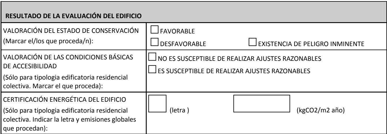 RESULTADO DE LA EVALUACIÓN DEL EDIFICIO