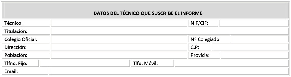 Datos del técnico redactor de este informe conclusión de la IEE