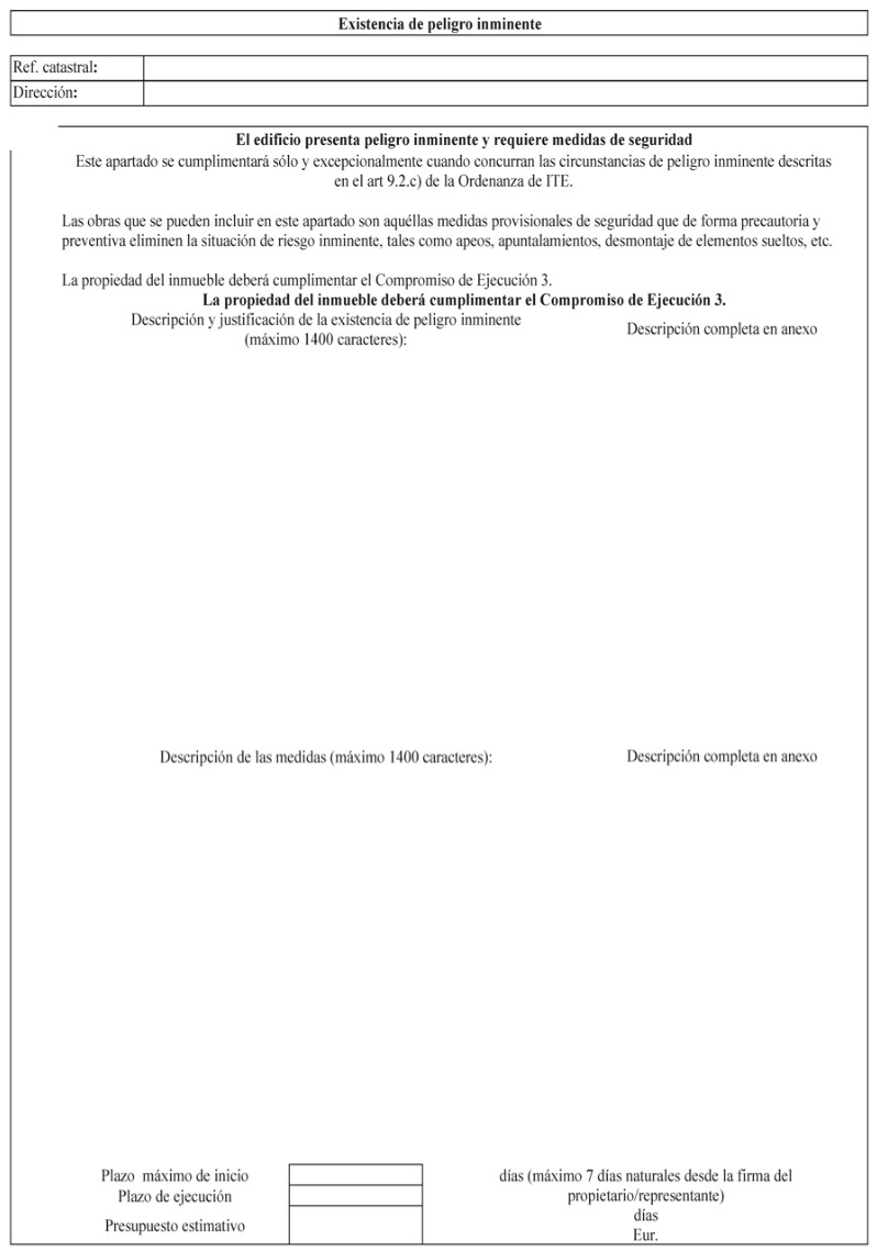 Ficha de existencia de peligro exterior