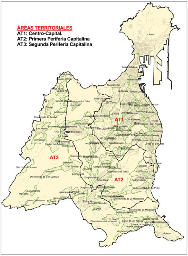 Mapa de áreas territoriales de Las Palmas de Gran Canaria
