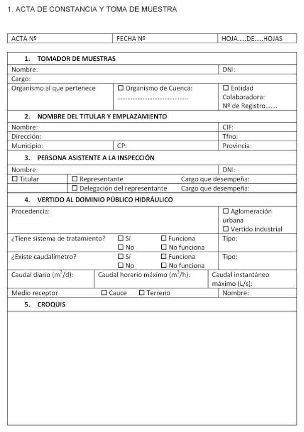 Acta de constancia y toma de muestra (I)